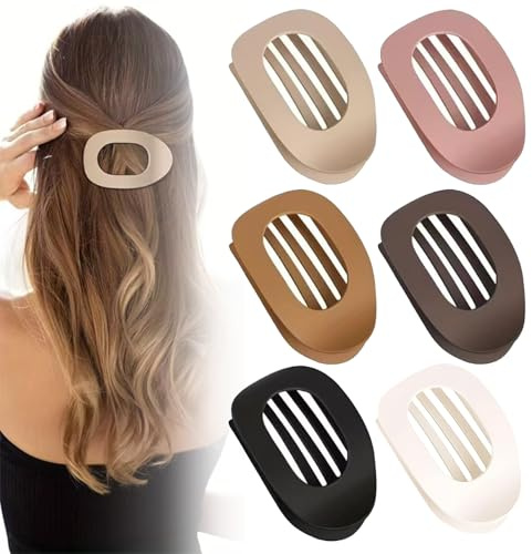 Ylinwtech 6 pieza pinza para el cabello diseño curvo,Mate pinzas para el pelo planas,Accesorios pelomujer,Adecuado para cabello grueso y fino
