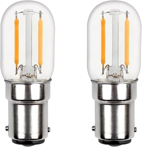 Akynite Lampadina B15d LED 230V 2W Luce Calda 2700K per Macchina da Cucire, 2 contatto, 150LM, sostituisce Lampadina a Baionetta B15 15W, non dimmerabile, set di 2