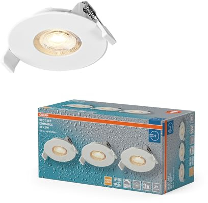Osram Spot Set LED Einbaustrahler DIM IP65 4,9W Weiß, 3er Set Außenbereich dimmbar, warmweiß 2700K, Outdoor