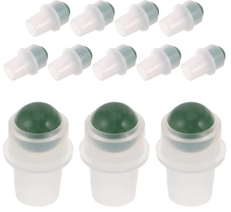 12 Rollkugelaufsätze für Nachfüllbare Rollflaschen, Grün | Pp und Jade, Leicht und Einfach zu Reinigen, für Reisen, Aromatherapie und Hautpflegeflaschen
