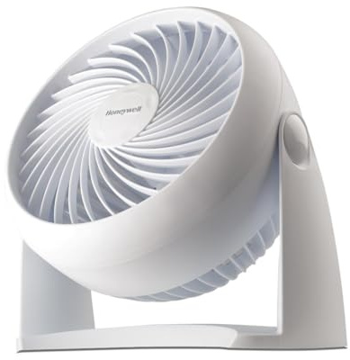 Honeywell TurboForce Air Circulator, Small Tabletop Fan, Quiet Personal Fan for Home or Office, 3 Speeds, 90 Degree Pivoting Head, White, HT-904