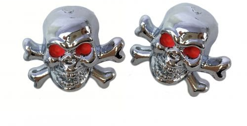 Classic Cycle Ventilkappen Skull-Totenkopf, verchromt mit Knochen