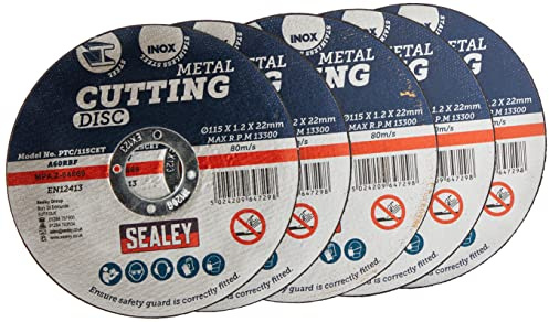 Sealey PTC/115CET5 Cutting Disc Ø115 x 1.2mm 22mm Bore Pack of 5