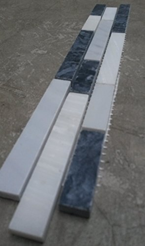Mosaik Bordüre 5x30 cm Naturstein Fliesen Carrara Grau Creme Mix Dusche B014