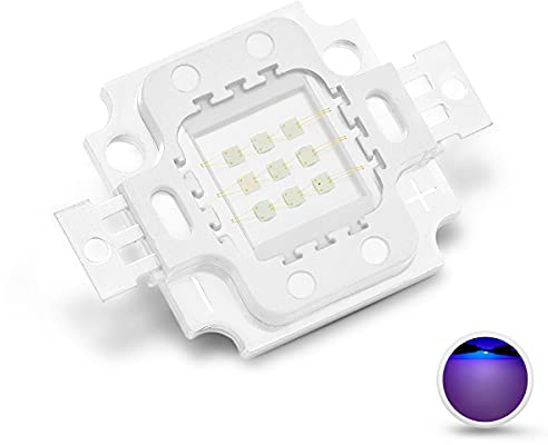 CHANZON Hochleistungs LED Chip 10W Lila Ultraviolett (UV 395 nm/900 mA/DC 9 V - 11 V/10 Watt) SMD COB Light Emitter Components Diode 10 W Ultra Violet Bulb Lamp Beads DIY Lighting
