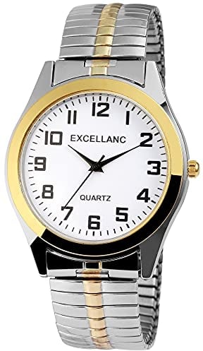 Excellanc Herren-Uhr Zugband Edelstahl Comfort fit Analog Quarz 2700001 (silberfarbig goldfarbig weiß)
