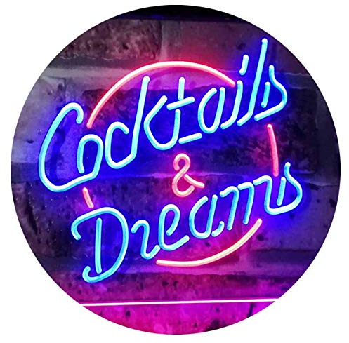 ADVPRO Cocktails & Dreams Bar Beer Wine Drink Pub Club Dual Color LED Barlicht Neonlicht Lichtwerbung Neon Sign Rot & blau 400 x 300mm st6s43-i2079-rb