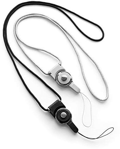 trage.band® Umhängebänder/Tragebänder mit abnehmbarem Befestigungsteil, ein Paar (schwarz und grau)