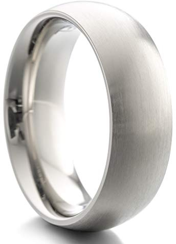 Heideman Ring Damen und Herren Paari aus Edelstahl silber farben poliert oder matt Damenring für Frauen und Männer Partnerringe 7mm breit schmaler gewölbter Ring strichmatt Gr.61 hr7030-4-61