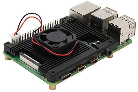 Geekworm Raspberry Pi 4 Embedded Heatsink with Fan, Raspberry Pi 4B Armor Aluminum Radiator with 5V Cooling Fan Compatible with Raspberry Pi 4 Model B & Pi 4 Expansion Board