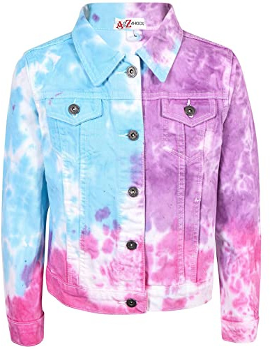 A2Z 4 Kids Girls Fashion Denim Multi Color Tie Dye Printed - Jacket JK57 Multi_ 13