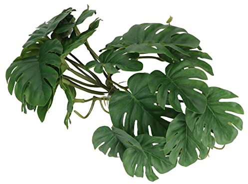 HERCHR 25 x 25 cm/9,8 x 9,8 po Plantes Artificielles pour Reptiles, Feuille de Palmier Artificielle Plastique Décorative avec Ventouse pour Aquarium de Tortues de Reptiles Décor de Terrarium