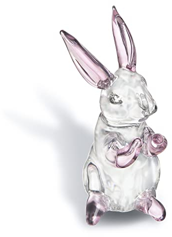 HDCRYSTALGIFTS 3.5inch Crystal Rabbit Bunny Figurine Collectibles Spring Easter Decoration Glass Art Animal Paperweight Ornament Creative Gift