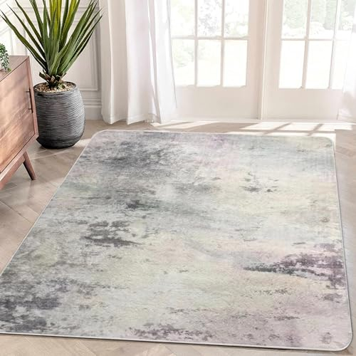 ASIinnsy Teppich Wohnzimmer Kurzflor Abstrakt Teppiche für Wohnzimmer Schlafzimmer Esszimmer rutschfest Weich Modern Teppich Groß (Grau/Multi, 80 x 120 cm)