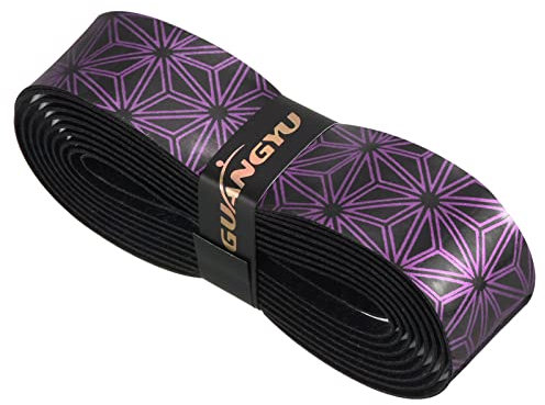 PATIKIL 5.9ft Schläger Über Griff mit Dämpfungsrillen PU Griff Band rutschfest Absorbierend Ersatz für Tennis Baseball Angelrute Lila
