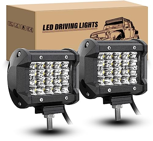 RIGIDON 2PCS 10cm 4 pouces 60W phare de travail led, 12V 24V Spot Projecteur LED Voiture IP67 Etanche pour tout terrain 4x4 moto auto camion tracteur suv bateau, 6000K feux antibrouillard