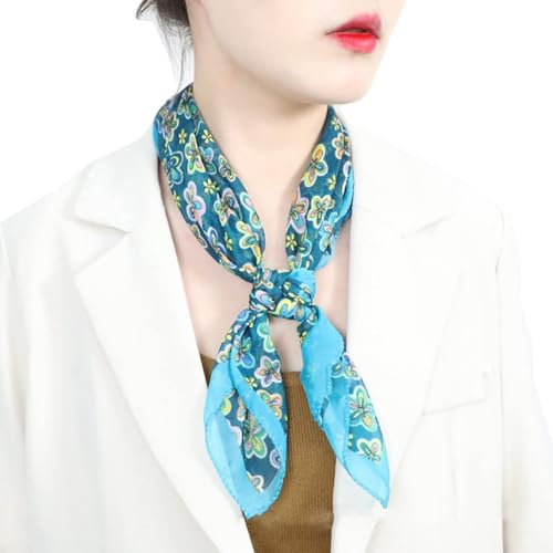 FAIRYGATE Schal Blau Damen Schal Chiffon Kopftücher Halstuch Elegante Schal Frauen Elegant Seidenschal Business Seidentuch Scarf Bandana Taschentuch Ansatz Handgelenk Verpackungs DA2711