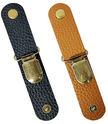 2 Stück Hut-Clip-Halter für Reisekappen-Taschen-Clip, geeignet für Hüte an Handtaschen, Geldbörsen, Reisetaschen, robuste Kunstleder-Clip-Halter (schwarz braun)