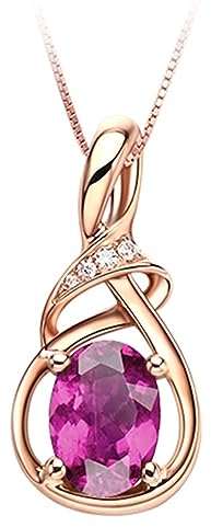 AMDXD Halskette 18 Karat 750 Rotgold, Halskette Damen Modeschmuck Träne Tropfen mit Turmalin Tropfenschliff Rot 0.75ct, Diamant Frauen Halskette Geschenk Echtschmuck mit Zertifikate 45+5cm