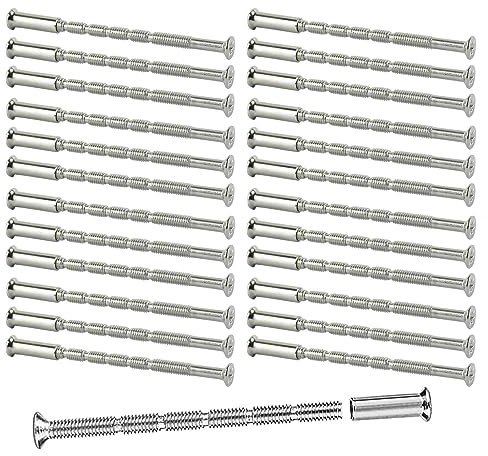 M4 Door Handle Bolt Through Fixings, 25Pcs M4 Door Handle Fixing Screws and Sleeves Nickel Plated Connecting Screw for Doors Handles Cabinet Drawers