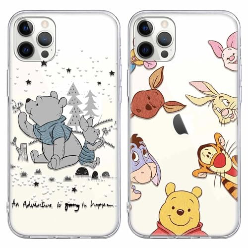 FGIAZDU 2 Pack Anime Phone Case for iPhone 11 Pro,Cute Bear Tiger Cartoon Cover Aesthetic Character Cases for Girls Boys Women Kids,Soft TPU Shockproof Protective Funda for iPhone 11 Pro 5.8 Clear