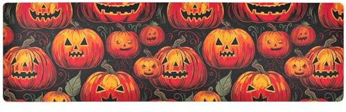Niedliche lustige Halloween-Kürbis-Untersetzer für heiße Töpfe und Pfannen, hitzebeständige Arbeitsplattenschutzmatte, 30,5 x 101,6 cm, modernes Küchenzubehör