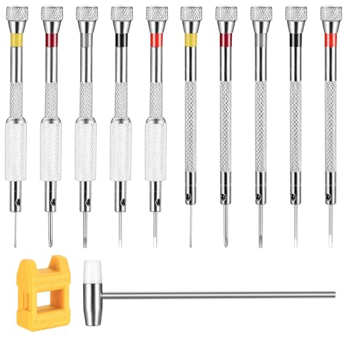 10 Pz Set Cacciaviti Precisione Orologiaio, 0,6-2,0 mm Piccoli Kit Cacciaviti di Precisione, Cacciavite Precisione Orologiaio, Giraviti per Occhiali, Riparazione Elettronica di Orologi Gioielli