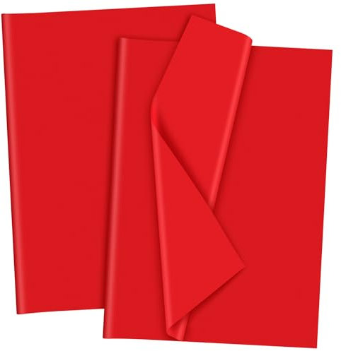 Bouiexye Rot Seidenpapier für Geschenktüten 120 Blatt Seidenpapier Bulk 51x37cm Weihnachten Seidenpapier zum Verpacken Verpackungspapier für Füller Blumen Geburtsta Hochzeit Dekor