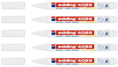 EDDING Flüssigkreidemarker 4085, Weiß, runde Spitze, 1-2 mm, 5 Stück