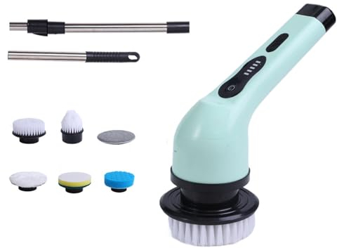 Elektrische Reinigungsmaschine Kabellos Wiederaufladbar Automatisch Spülbürste Küche Badewanne Fliesen Professionelles Reinigungswerkzeug mit Teleskopstange