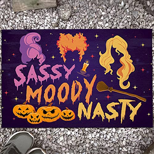 MIAOMANSENSTORE Fußmatte innen außen fussmatte Sassy Moody Nasty Sanderson Sisters Fußmatte, Halloween Home Dekorative Willkommens-Fußmatte Deko Wohnzimmer