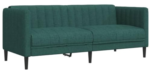 vidaXL Sofa 2-Sitzer, Couch mit Armlehnen Rückenlehne Stützbeine, Loungesofa für Wohnzimmer, Polstersofa Sofagarnitur, Modern, Dunkelgrün Stoff