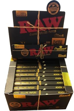 RAW BLACK Classic Connoisseur King Size Slim Rolling Papers & Tips