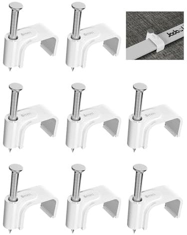 Jadaol Kabel-Clips für flache Ethernet-Kabel, Wandclips, Kabelnägel, elektrische Kabel, TV-Kabel, Lautsprecher, Koaxial-Clips, Kabelnägel für Kabel Cat5/Cat5e/Cat6/Cat7, RJ45, 100 Stück