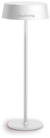 Innoliving Lampada LED da Tavolo INN-292, Design Moderno, Luce Dimmerabile a 3 Livelli, Braccio Flessibile, Ricaricabile con USB, Luce Bianca Naturale, Compatta e Elegante (BIANCO OPACO)
