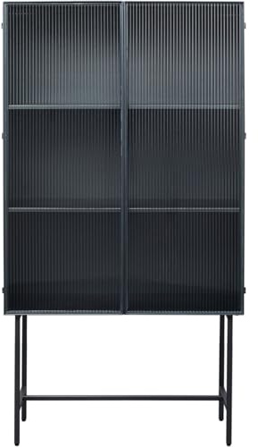 Kare Design Vitrine San Diego, Schwarz, modern, Vitrinenschrank, Wohnzimmerschrank, Push-to-Open Funktion, Aufbewahrung, Wohnzimmer, Industrial Stil, 170x90x35 cm (H/B/T)