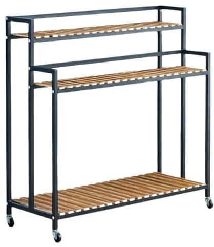 FENGJISUN Blumenständer Pflanzenständer Eisen Blumenständer Mit Rollen Mehrschichtiger Pflanzenständer Blumenerde Bewegliches Blumenpflanzenregal Pflanzenregal Blumenregal Outdoor