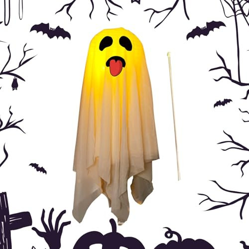 Fantasmas iluminados de Halloween, fantasmas brillantes de Halloween | Decoración de Halloween fantasma - Decoración espeluznante de fantasma de puerta de Halloween, bonita decoración de fantasmas