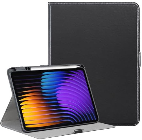 Derwere Ultra Fin Magnétique Coque pour Xiaomi Pad 7 Pro 11.2 Pouces Housse Tablette pour Xiaomi Pad 7 Étui avec Porte-Stylo,Noir