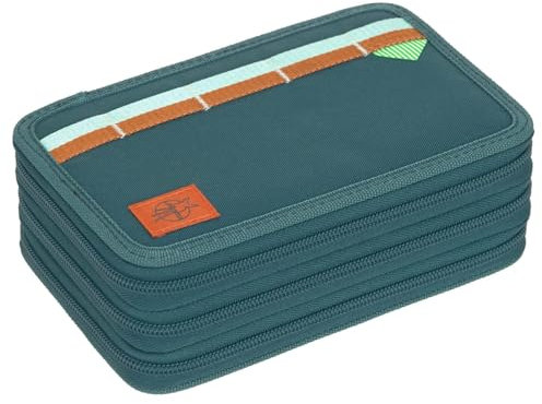 LÄSSIG Federmäppchen Unique School Triple Pencil Case Slim Dark Green dunkelgrün
