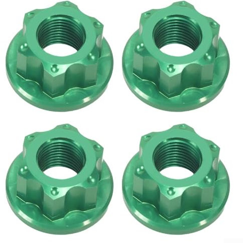 ZAMETTER Tornillos de cubo de bicicleta Tuerca de eje con brida aleación de aluminio rueda de bicicleta brida tuerca de eje (verde)