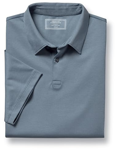 Charles Tyrwhitt Polo Shirts for Men - Smart Jersey Cotton Polo with Concealed Button-Down Collar - Breathable & Stylish T Shirt for Men UK - Classic & Modern Men's Polo-Shirts Short Sleeve