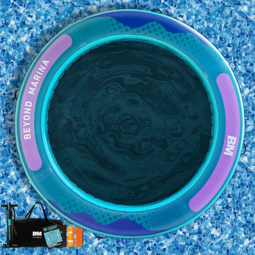 Beyond Marina 8x6ft Inflatable Floating Island Dock with Mesh