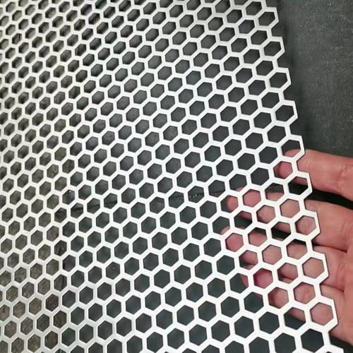 COYOUCO Lamiera Forata Acciaio Inox 304 Esagonale | Pannello Rete Metallica Decorativa | Griglia Ventilazione, Protezione Filtro per Mobili, Fai da Te & Esterni,Thick 1mm,50x50cm Dia 10mm