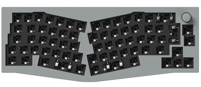 Keychron Q8 Pro mechanisches Tastatur-Kit, 65%-Alice-ISO-Layout, Aluminiumgehäuse, programmierbar mit QMK/VIA, RGB-Beleuchtung, Bluetooth 5.1, Barebone-Gaming-Tastatur für Mac und Windows – Grau