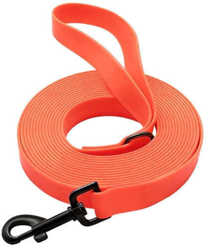 Wasserdicht Schleppleine für Hunde, 3 Meter/5 m/10 m/15 m Reißfeste Hundeleine, Reißfeste Trainingsleine mit Robustem Karabiner für Große bis Kleine Hunde (Orange, 10m)