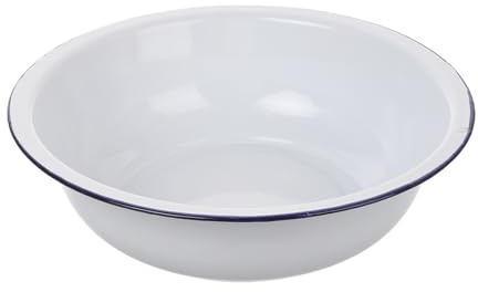 BESPORTBLE White Enamel Basin Thick Sturdy Multi Purpose Kitchen Bowl | Smooth Surface, Easy to Clean Finish, Versatile Household Use, Elegant Simple Look for Home Decor