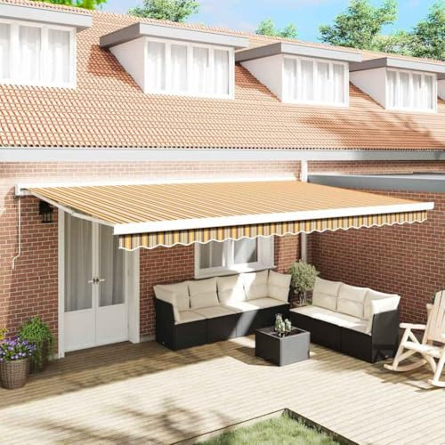 Owoxanthellate Tenda da sole 500 x 300 cm, allungabile, in poliestere, alluminio, telescopica, protezione solare, terrazza, giardino, design moderno, resistente ai raggi UV, per balcone, campeggio e