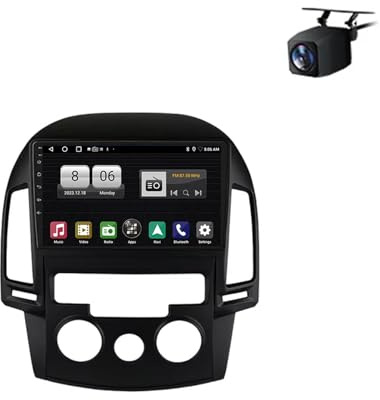 Stereo Radio para Hyundai I30 2006-2011 9 Pulgadas Android 15 Coche Stereo con BT GPS WiFi FM Carpaly Backup Camera Cooling Fan para, 8 Core 8G+256G