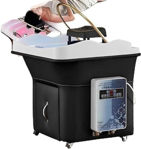 WBJGUOD Lavabo Spa Portable avec contrôle thermostatique et Circulation d'eau, Design incurvé à 180° pour Usage Professionnel en Salon